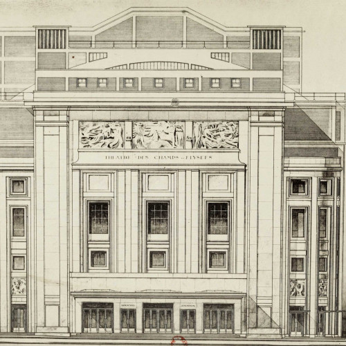 La façade du théâtre des Champs-Élysées par Auguste Perret