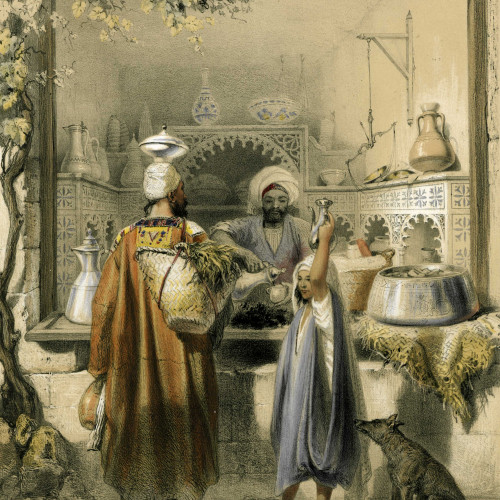 Le Caire : un Zayat (marchand d’huile), sa boutique et ses clients