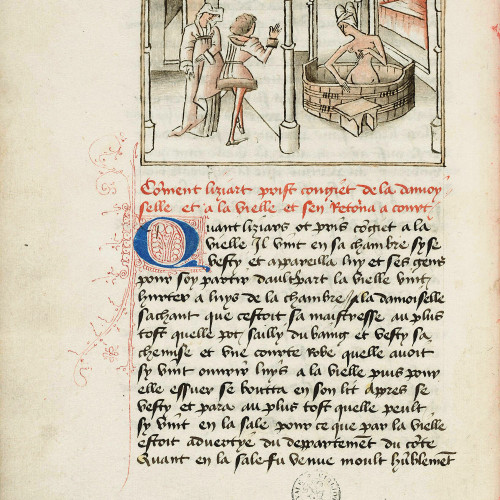 Fol. 12v : Liziart parvient à voir le sein d’Euriant marqué d’une violette