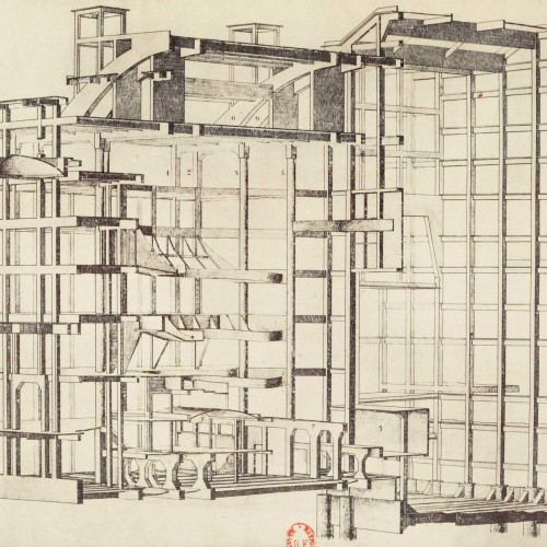 Structure en béton armée du Théâtre des champs Elysées par Auguste Perret