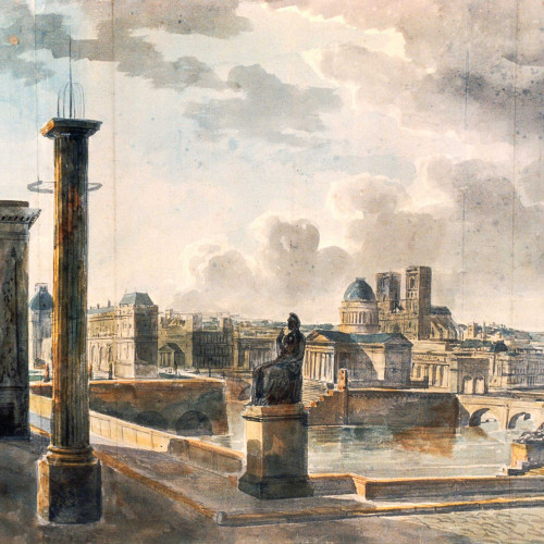 "Dessin  dans lequel sont placés  les monuments les plus remarquables de Paris"