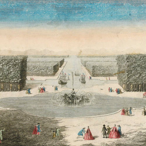 Vue perspective du grand bassin d’Apollon et du grand canal à Versailles