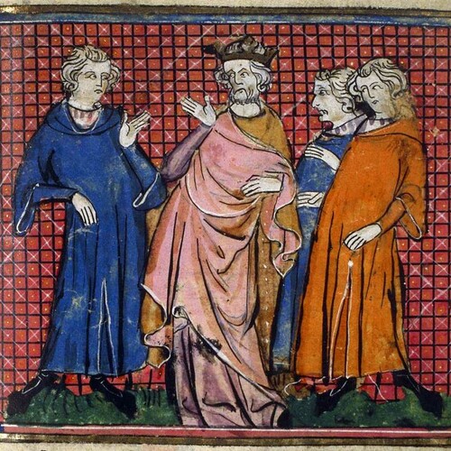 Arthur et Merlin recevant les rois Ban et Bohort