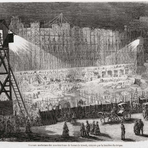Chantier nocturne rue de Rivoli