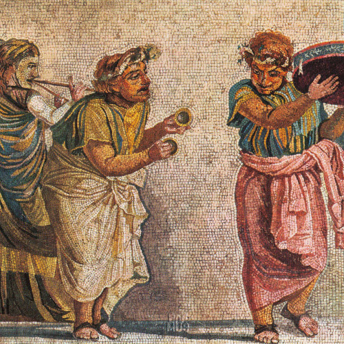 Les musiciens ambulants, mosaïque de la villa Cicéron à Pompéi