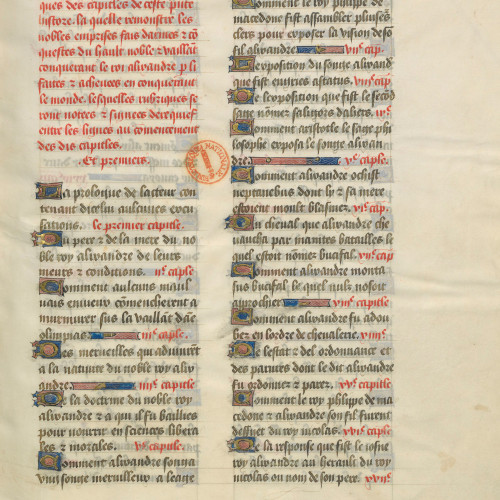  Fol 1 : Page de  titre – Table des chapitres du Premier livre
 