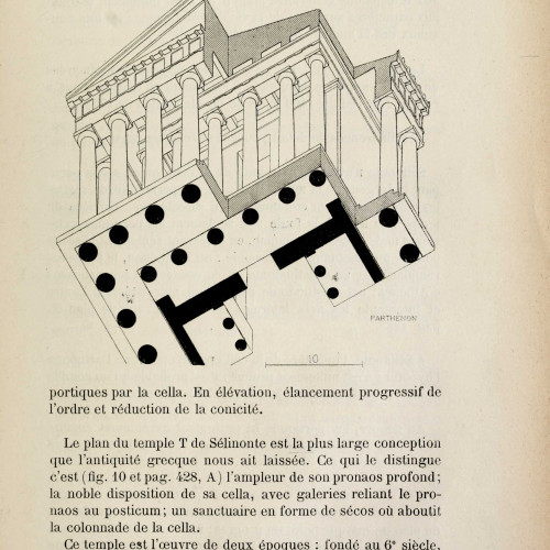Vue du Parthénon d’Athènes  : plan et perspective