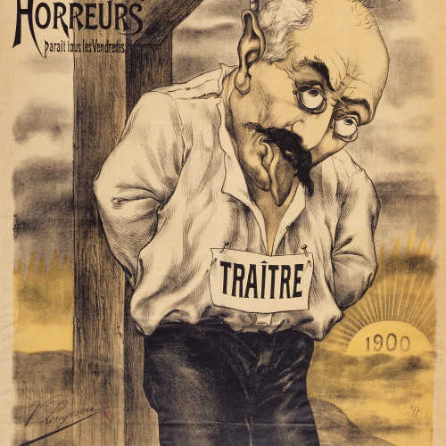 Caricature antidreyfusarde : Dreyfus pendu