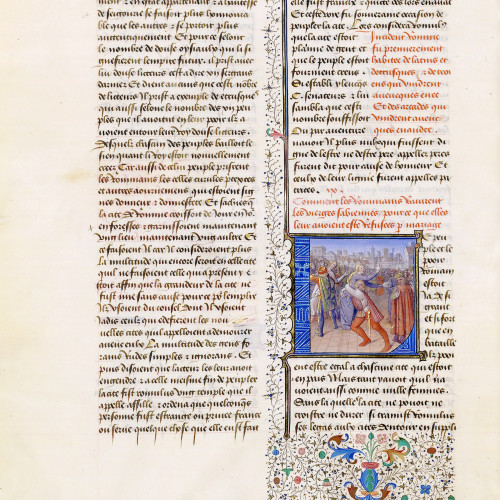 L'enlèvement des Sabines dans un manuscrit en écriture bâtarde