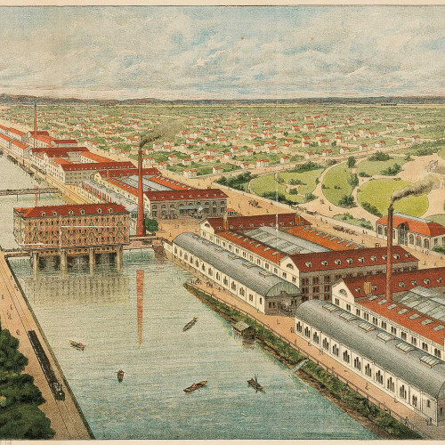 Vue générale de l’usine Menier et de la cité ouvrière