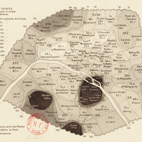 Répartition par quartiers des originaires de la Creuse à Paris