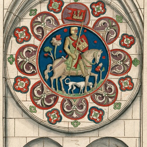 Vitrail de Notre-Dame de Chartres : chevalier armé